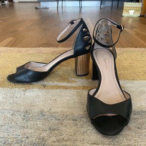 Anthropologie Black Ankle Strap Block Heels